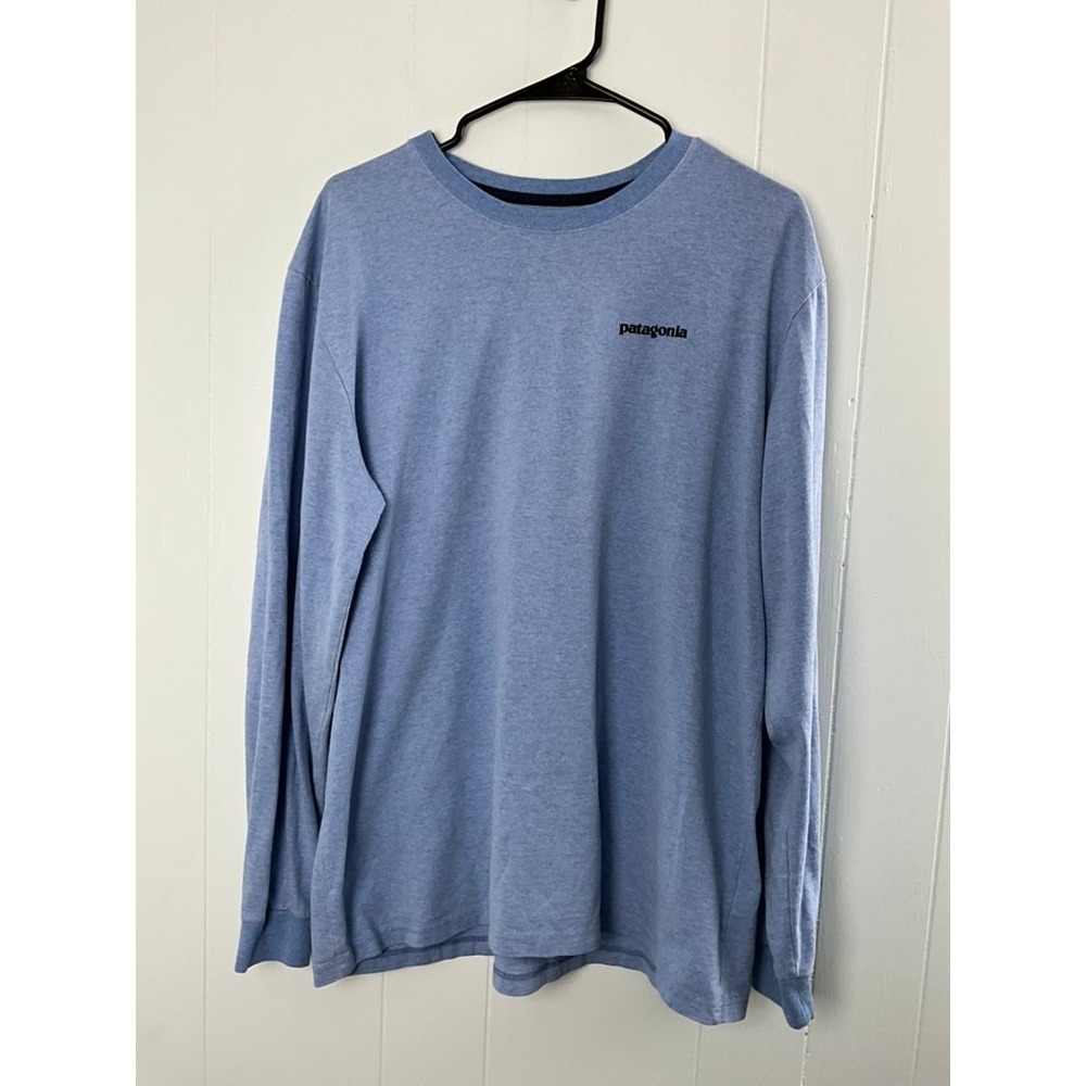 Patagonia Mens P-6 Logo Responsibili-Tee Long Sleeve Shirt Blue Heather Large